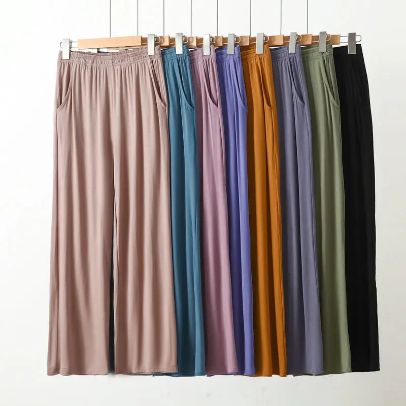 Women’s Modal Wide-Leg Pants – Loose Fit Lounge Trousers