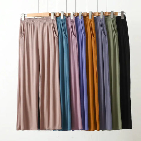 Women’s Modal Wide-Leg Pants – Loose Fit Lounge Trousers