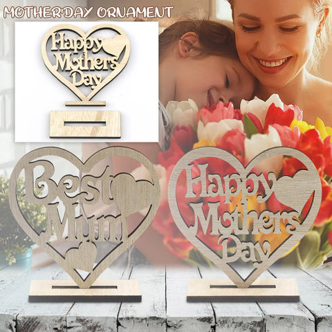 Mother's Day Wooden Heart-shaped Happy Hollow Ornament