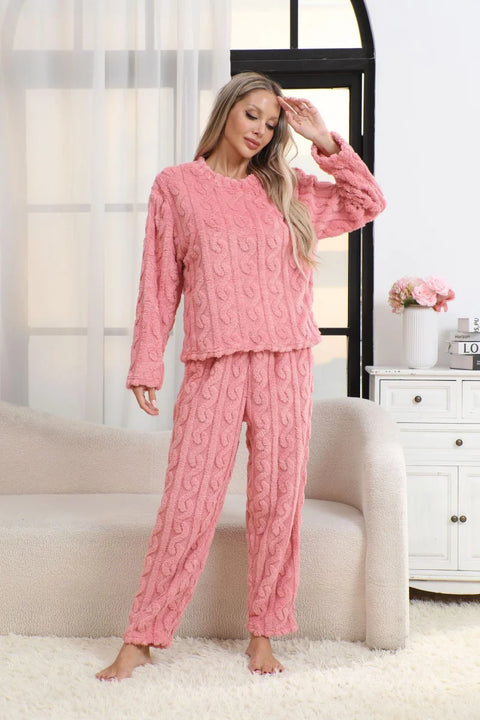 Women’s Thermal Pajama Set – Warm Coral Velvet Winter Sleepwear