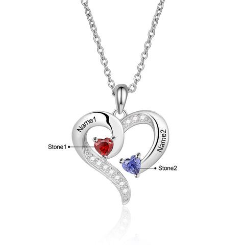 Personalized Love Heart Necklace for Mothers Day Gift