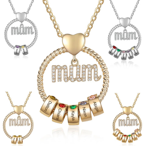 Mothers Day Personalized 1-6 Kid Name Bead Necklaces