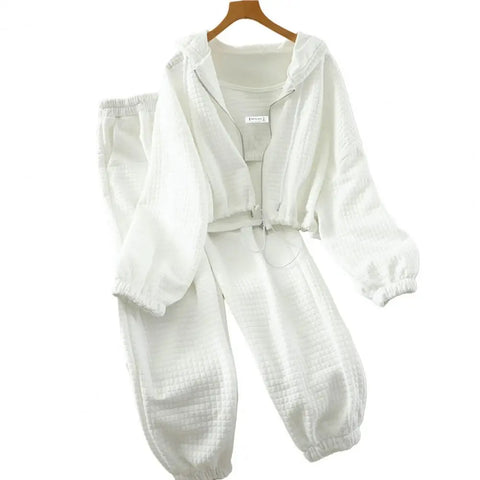 Women Hooded Tracksuit Sports 3 Pieces Set Sweatshirts Pullover Hoodies Pants Suit Home Sweatpants Trousers Outfits 2024