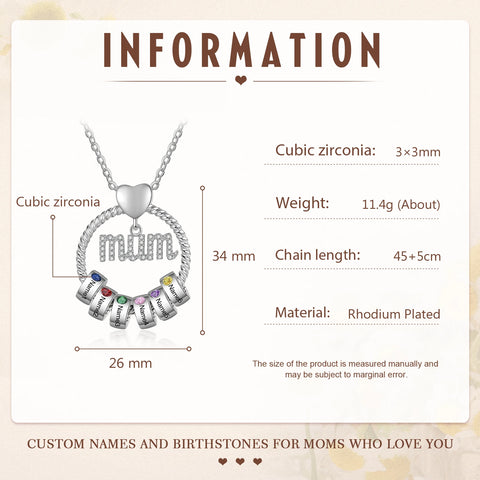 Mothers Day Personalized 1-6 Kid Name Bead Necklaces
