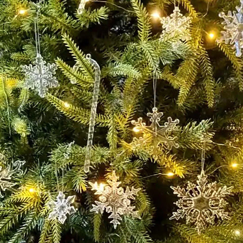 5pcs Christmas Home Decorations Crystal Acrylic Ornaments Snowflake Elk Xmas Tree Hanging Pendants Navidad 2024 New Year Gift
