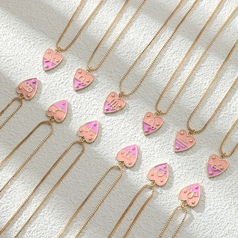 Enamel Heart Zodiac Sign Pendant