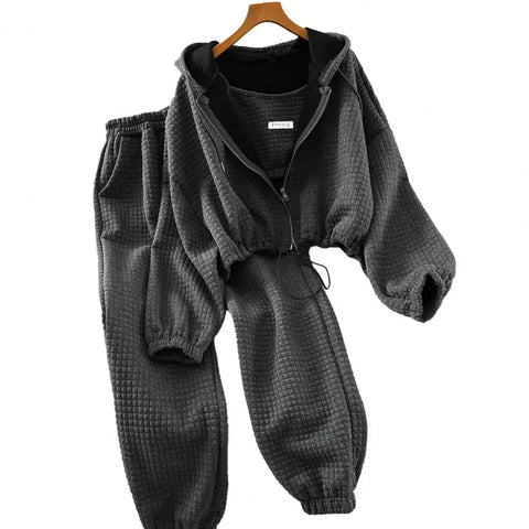Women Hooded Tracksuit Sports 3 Pieces Set Sweatshirts Pullover Hoodies Pants Suit Home Sweatpants Trousers Outfits 2024