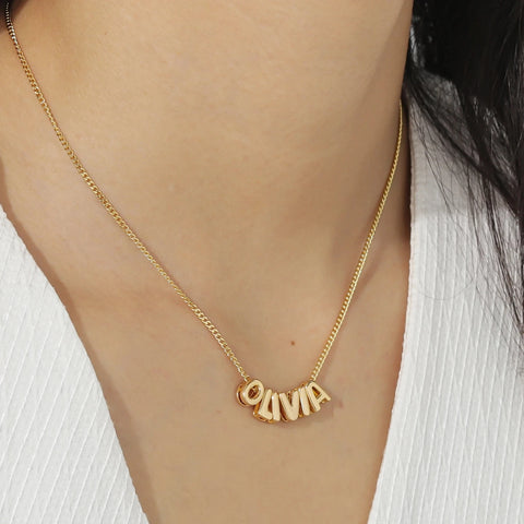 Initial Jewelry 3D Bubble Letter Necklace