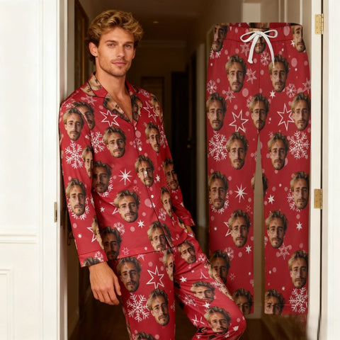 Personalized Christmas Pajamas with Face Custom Photo Pajamas For Couple Family Friends