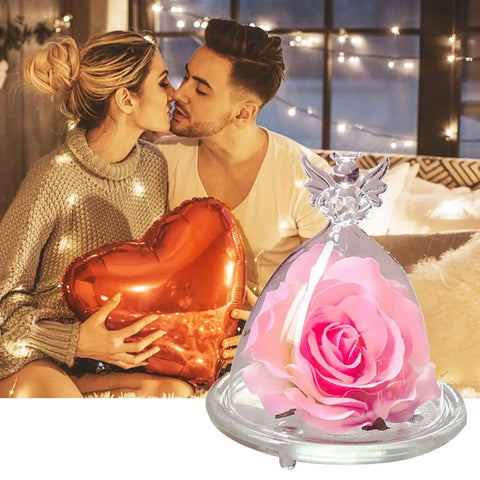 Forever Eternal Rose Flowers Gift Angel Preserved Roses In Glass Valentine Day Christmas Gifts