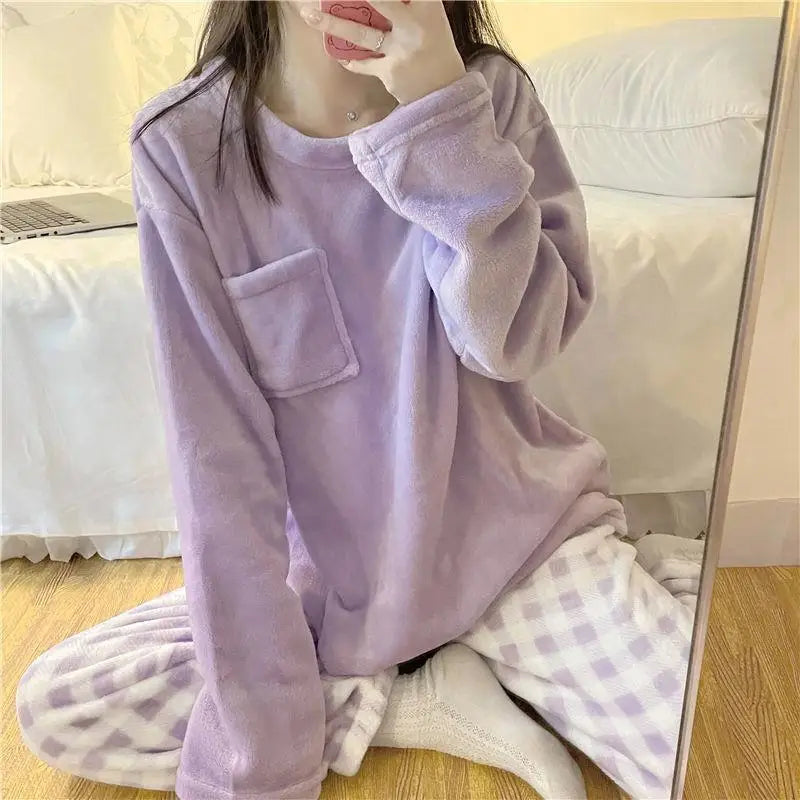 Women’s Fleece Pajama Set – Warm Winter Sleepwear
