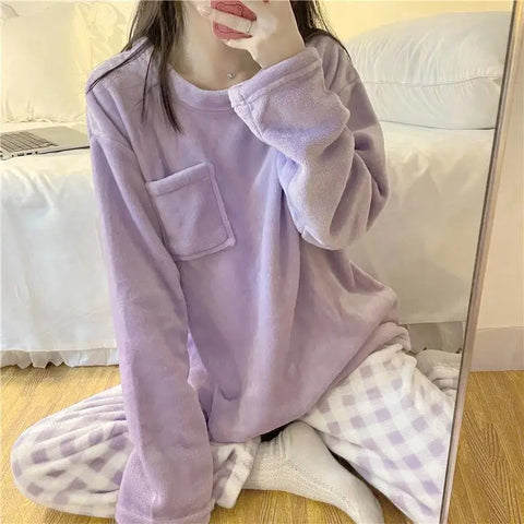 Women’s Fleece Pajama Set – Warm Winter Sleepwear