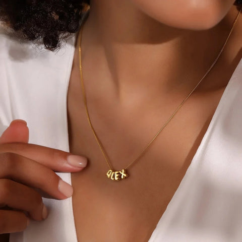 Initial Jewelry 3D Bubble Letter Necklace