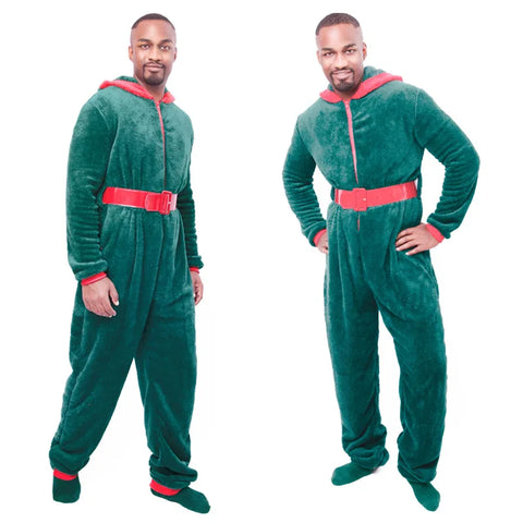 Couple Christmas Costume Pajamas Adult Holiday Coral Fleece Hooded Costumes Party Loungewear Pajamas Casual Nightwear Sets