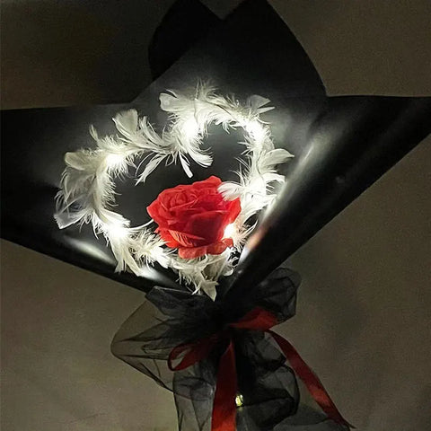 LED Luminous Rose Artificial Rose Flower Bouquet with Lights String Valentines Day Rose Flower Gifts