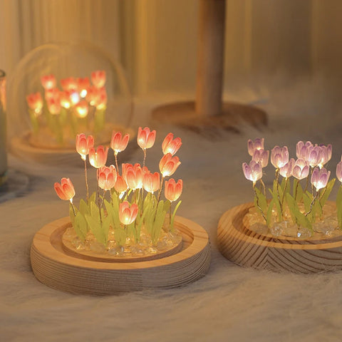 DIY Tulip Night Light for Bedroom Artificial Tulip Flower Valentines Day Birthday Holiday Gifts