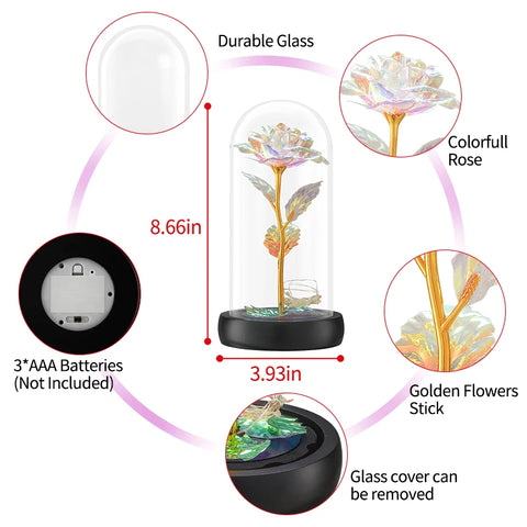Gifts for Women Beauty and The Beast Preserved Roses In Glass Galaxy Rose LED Light Artificial Flower
