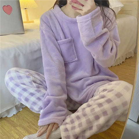 Women’s Fleece Pajama Set – Warm Winter Sleepwear