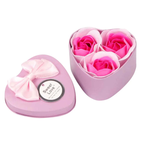 3pcs Artificial Flower Heart Scented Bath Body Petal Rose Soap Flower Gift Best Valentine’s Day Decoration