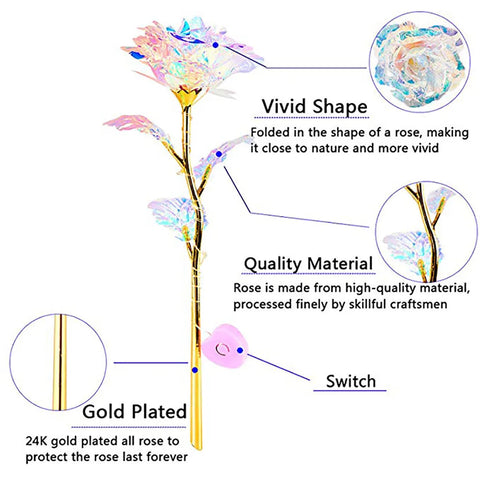 Valentines Day Gift Crystal Glass Rose Flower Gold Artificial Rose For Girlfriend Wedding Gift