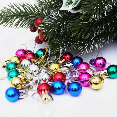 24pcs/box 2CM Mini Christmas Plastic Balls Pendant Xmas Party Hanging Ornament Christmas Tree Decor New Year Wedding Decorations