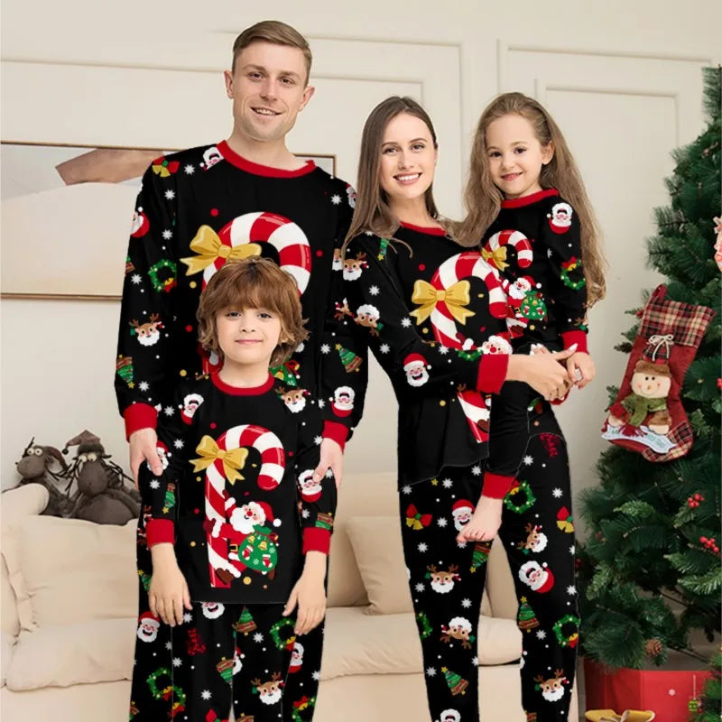Christmas Family Matching Pajamas Sets Parent-Child Mother Daughter Cotton Suit Father Son Cartoon Top Trousers Outfits