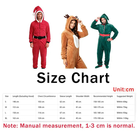 Couple Christmas Costume Pajamas Adult Holiday Coral Fleece Hooded Costumes Party Loungewear Pajamas Casual Nightwear Sets
