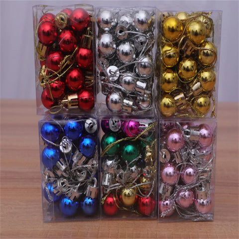 24pcs/box 2CM Mini Christmas Plastic Balls Pendant Xmas Party Hanging Ornament Christmas Tree Decor New Year Wedding Decorations