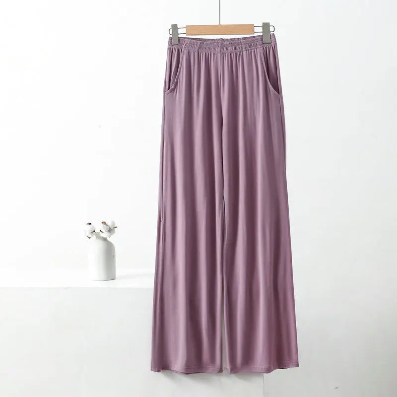 Women’s Modal Wide-Leg Pants – Loose Fit Lounge Trousers