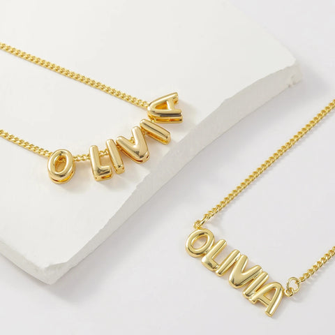 Initial Jewelry 3D Bubble Letter Necklace