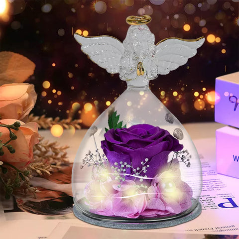1 Set Little Angel Preserved Roses In Glass Forever Eternal Rose Flower Christmas Birthday Valentine Day