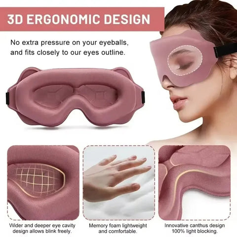 3D Memory Foam Sleep Mask – Light Blocking & Travel Eye Cover