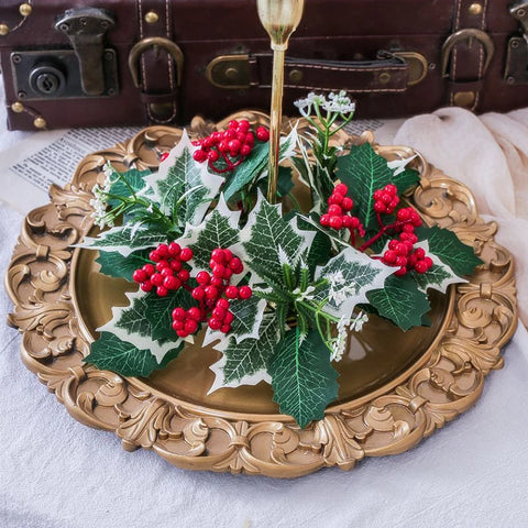 Christmas Ornaments Candle Holder Candlestick Wreath Centerpiece Plants Wreath Home Decor New Year Xmas Wedding