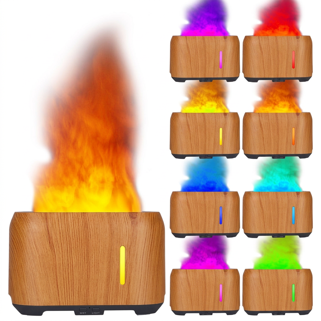 Mini Flame Effect Diffuser with 7-Color Light
