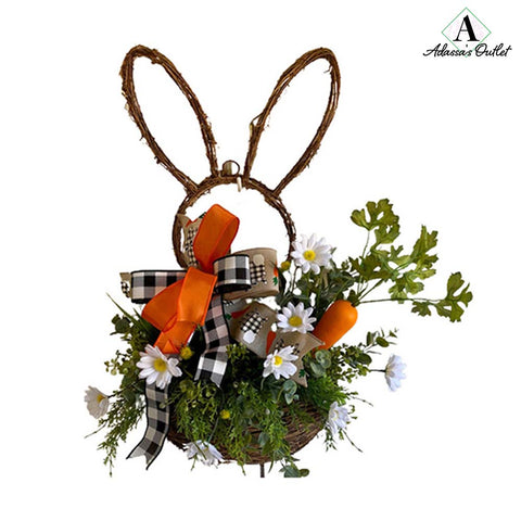 Handmade Rattan Easter Bunny Artificial Hanging Basket