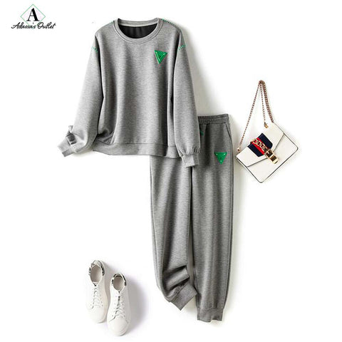 Women's O Neck Sweatshirts Elastic Pants