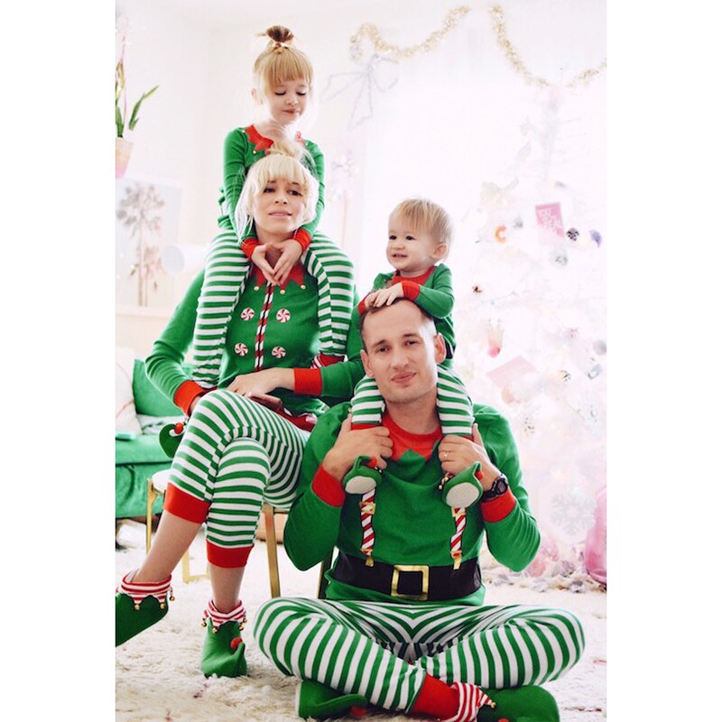 Elf-Themed Matching Family Christmas Outfits