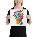Colorful Flowers in Orange Pot Digital Download