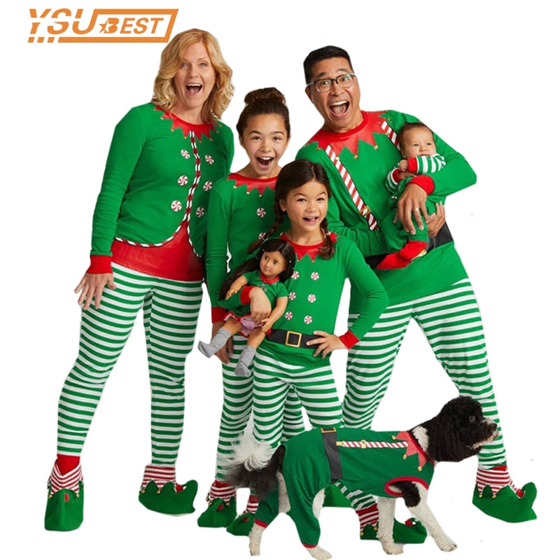 Elf-Themed Matching Family Christmas Outfits