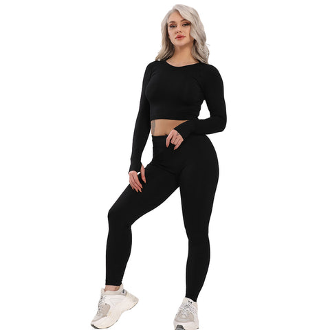 Long Sleeve Leggings + Crop Top Yoga Set