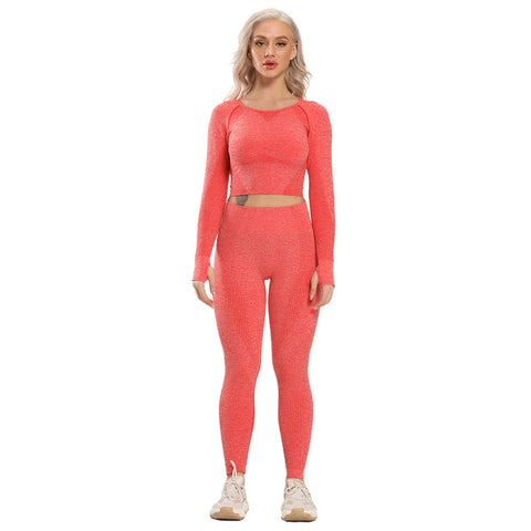 Long Sleeve Leggings + Crop Top Yoga Set