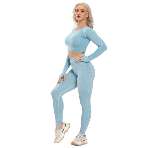 Long Sleeve Leggings + Crop Top Yoga Set
