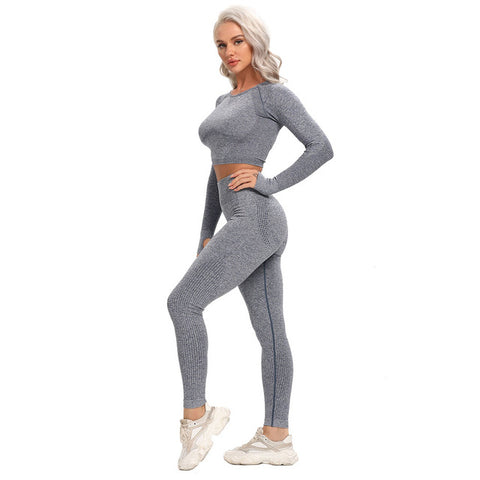 Long Sleeve Leggings + Crop Top Yoga Set