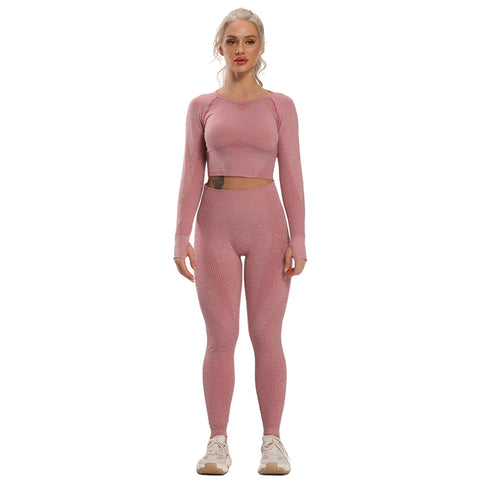 Long Sleeve Leggings + Crop Top Yoga Set