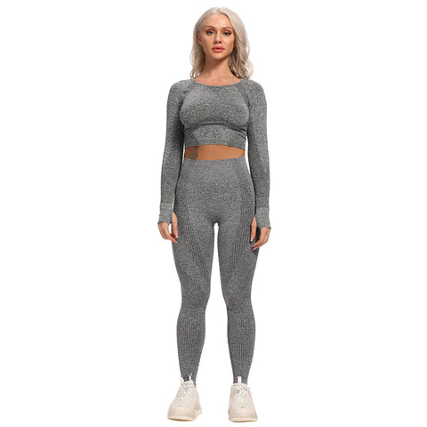 Long Sleeve Leggings + Crop Top Yoga Set