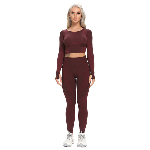 Long Sleeve Leggings + Crop Top Yoga Set