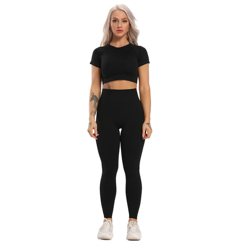 Long Sleeve Leggings + Crop Top Yoga Set
