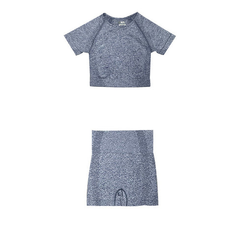 High Waist Yoga Shorts Crop Top T-shirts