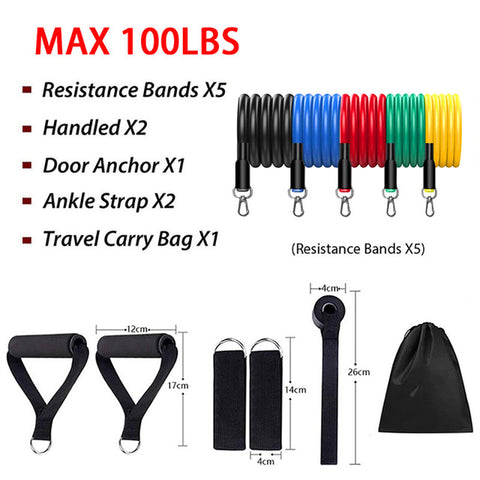 11pcs/Set Latex Resistance Bands Set