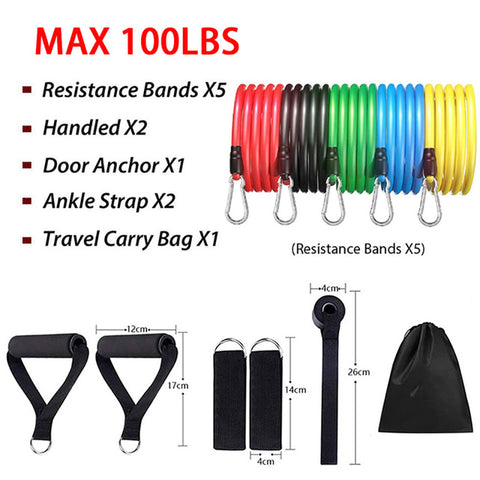 11pcs/Set Latex Resistance Bands Set